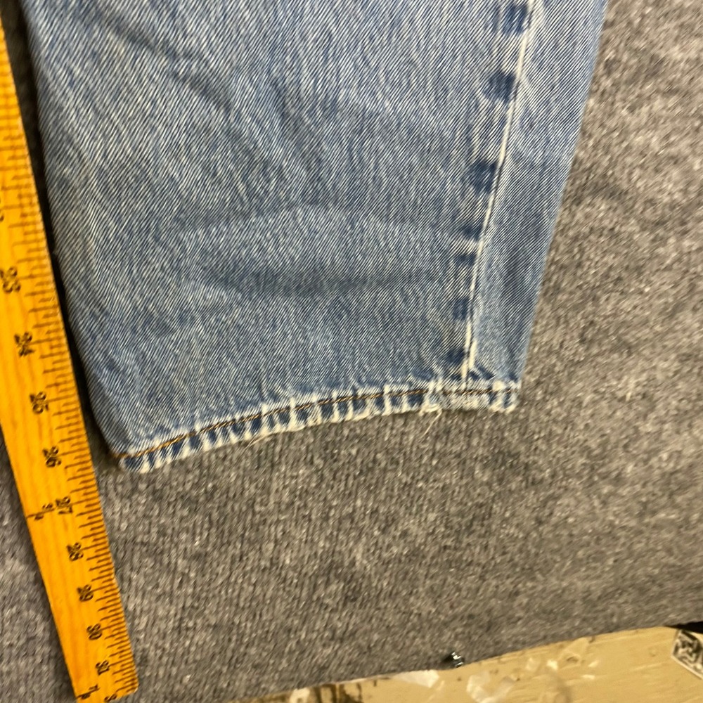 Levis 501 Original Fit Jeans Mens 34x29 Light Wash Distressed Button Fly Blue - Picture 5 of 9